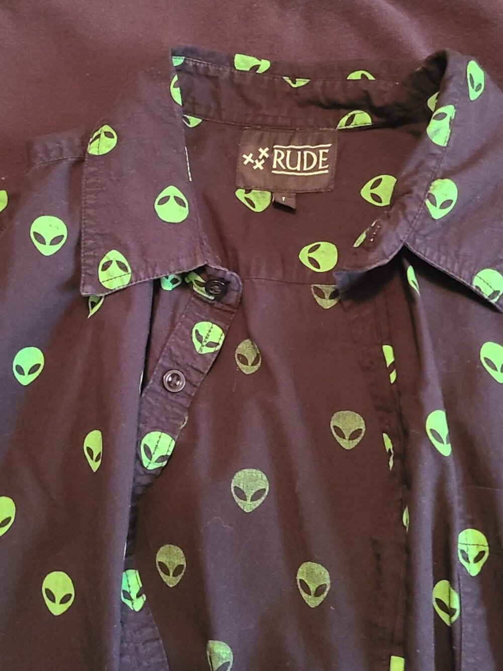 Alien design black button up